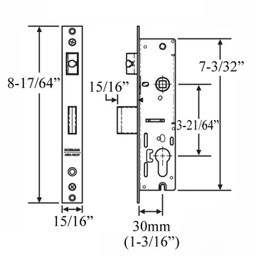 Interlock Optimum 30mm Lock Body, 2-Point - Stainless Steel